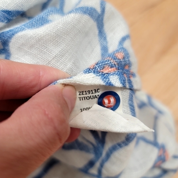 ZYGA LIN'N LAUNDRY Linen Blouse Size L Floral Art to Wear Mixed Pattern - Picture 4 of 11